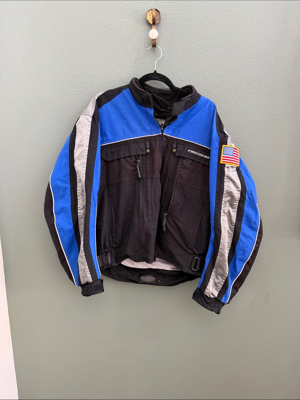 FIRST GEAR Men’s Blue Mesh Tex Moto Jacket Sz L